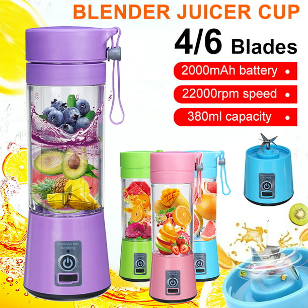380ml Portable Mini Blender Rechargeable Fruit Juicer Mixer Shake Bottle 6 Blade 